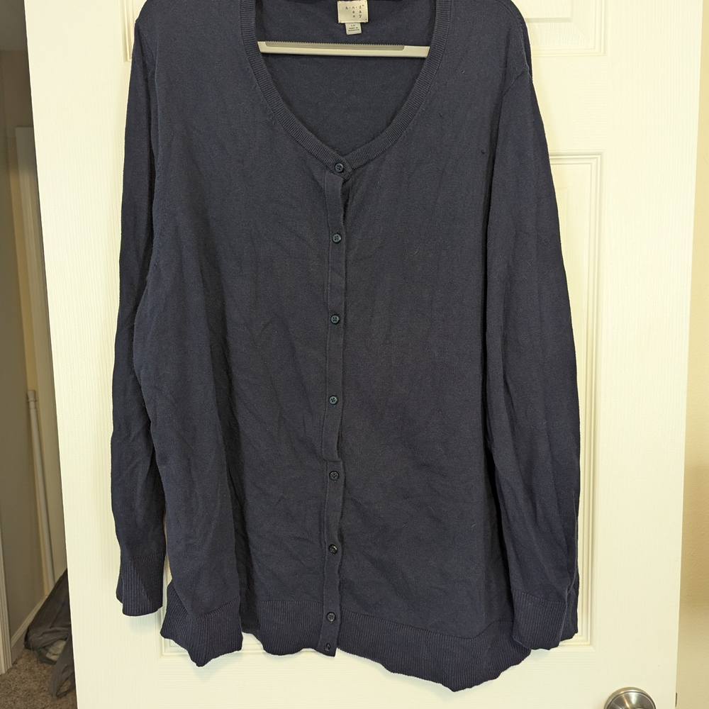 Navy Blue Button-Up Cardigan